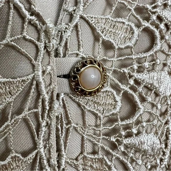 Vintage beige tan crochet detail blazer jacket 14 - Picture 8 of 12